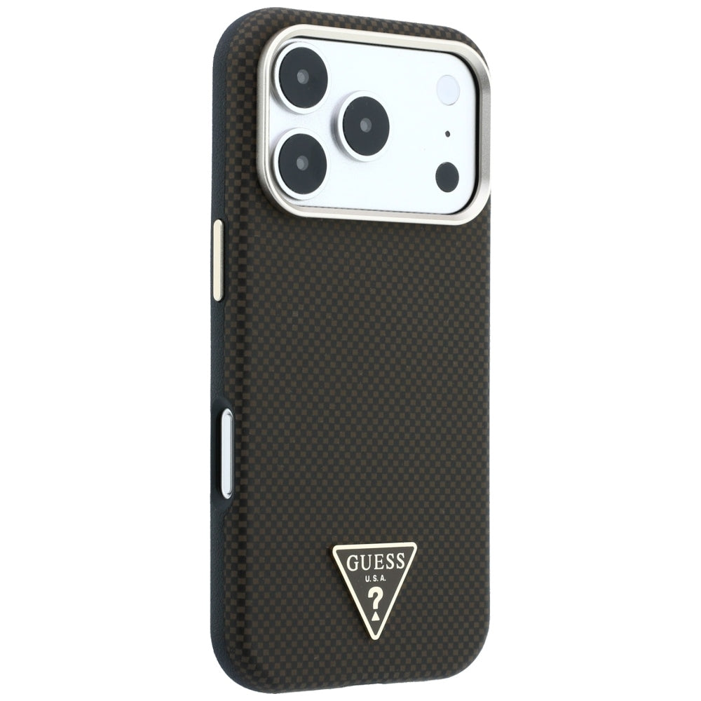 MagSafe tok Apple iPhone 18 Pro Max / 17 Pro Max készülékhez, Guess, Kevlar Háromszög Logó, Barna