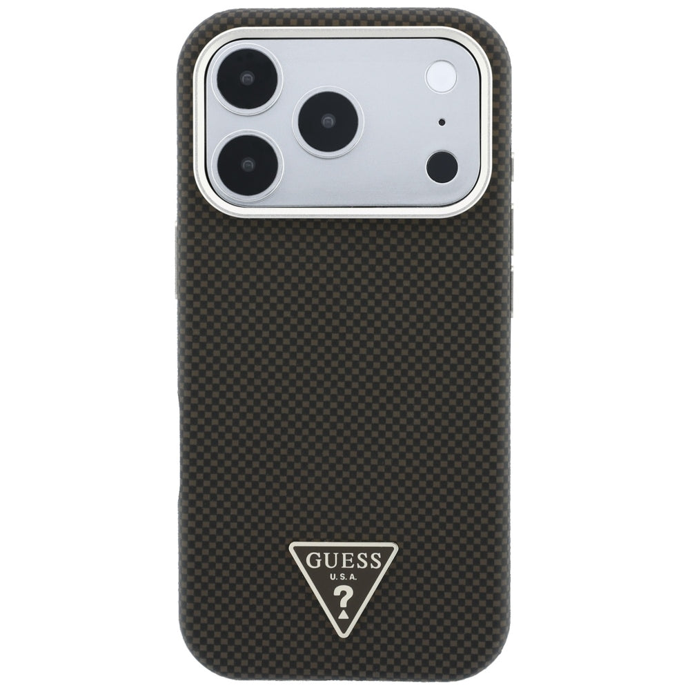 MagSafe tok Apple iPhone 18 Pro Max / 17 Pro Max készülékhez, Guess, Kevlar Háromszög Logó, Barna