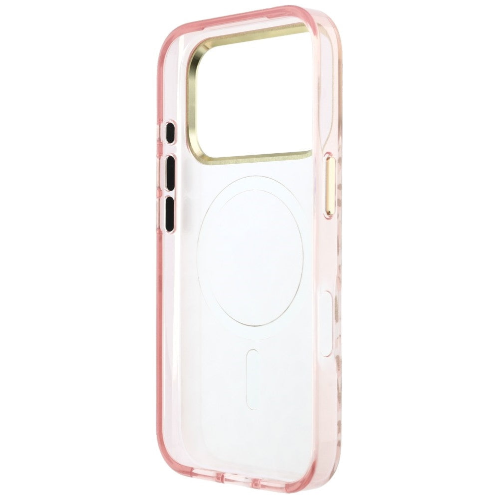 MagSafe tok Apple iPhone 18 Pro Max / 17 Pro Max készülékhez, Guess, Leopárd csillogó háromszög logó, rózsaszín