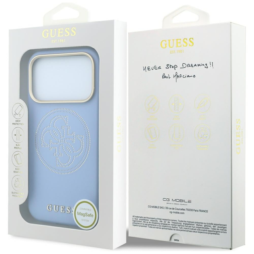MagSafe tok Apple iPhone 18 Pro Max / 17 Pro Max készülékhez, Guess, Lyukacsos 4G, Kék