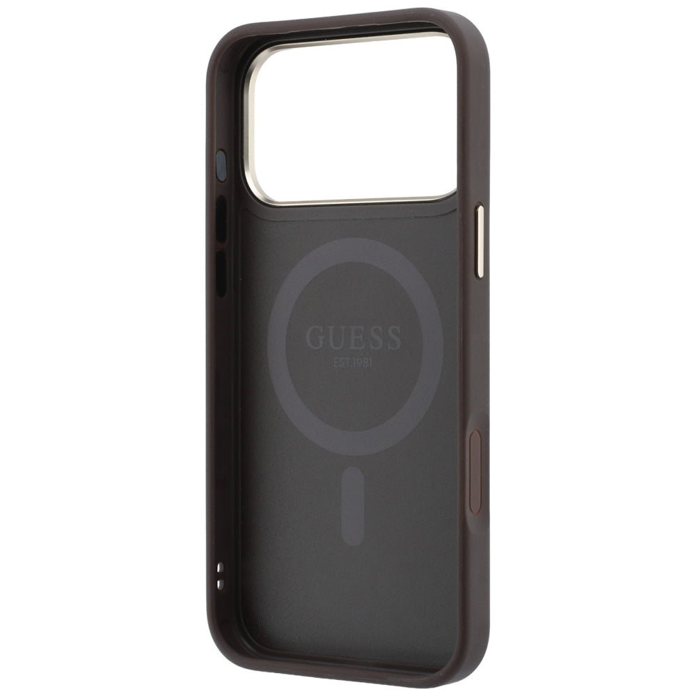 MagSafe tok Apple iPhone 18 Pro Max / 17 Pro Max készülékhez, Guess, Ring Stand 360 4G Classic Logo, Barna