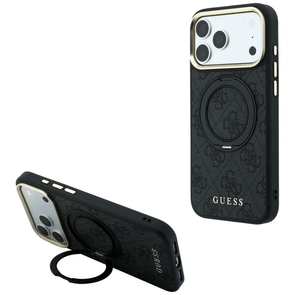 MagSafe tok Apple iPhone 18 Pro Max / 17 Pro Max készülékhez, Guess, Ring Stand Classic Logo, Fekete