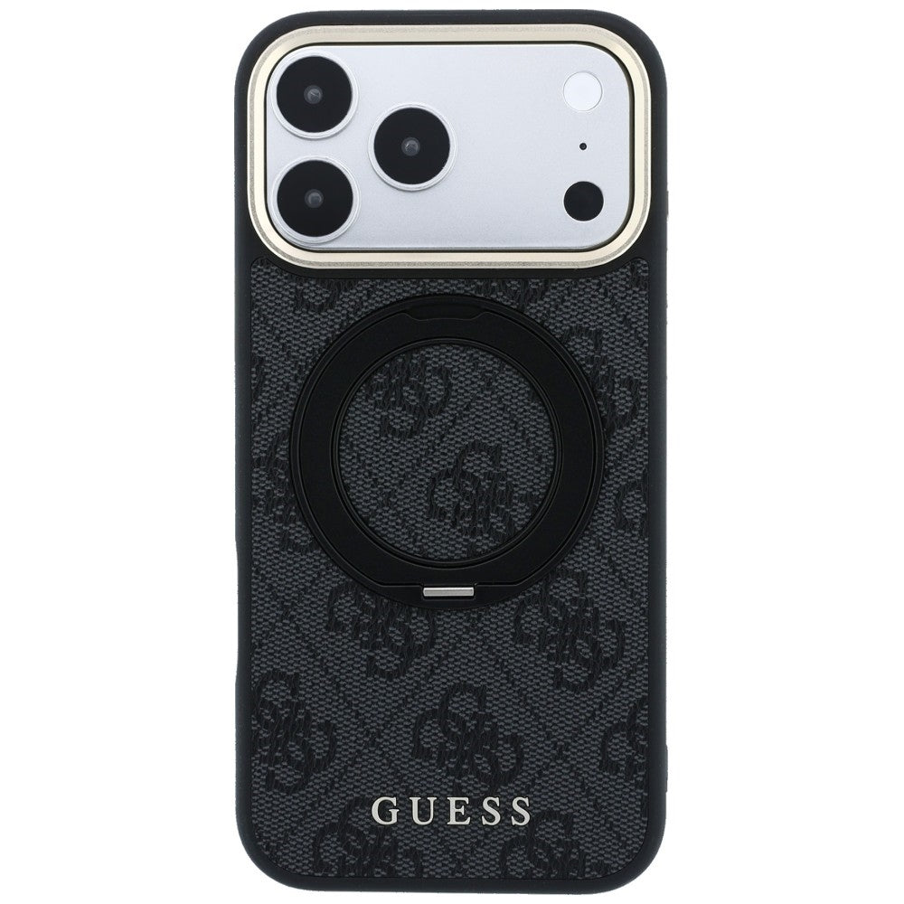 MagSafe tok Apple iPhone 18 Pro Max / 17 Pro Max készülékhez, Guess, Ring Stand Classic Logo, Fekete