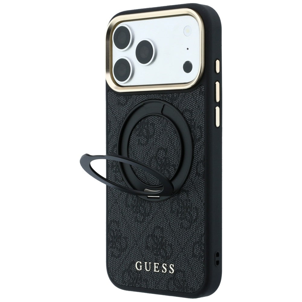 MagSafe tok Apple iPhone 18 Pro Max / 17 Pro Max készülékhez, Guess, Ring Stand Classic Logo, Fekete