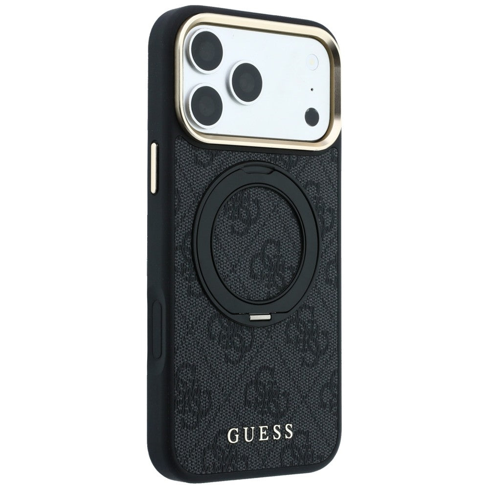 MagSafe tok Apple iPhone 18 Pro Max / 17 Pro Max készülékhez, Guess, Ring Stand Classic Logo, Fekete