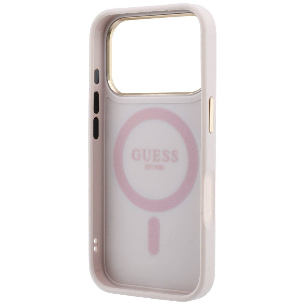 MagSafe tok Apple iPhone 18 Pro Max / 17 Pro Max készülékhez, Guess, Ring Stand Classic Logo, Rózsaszín