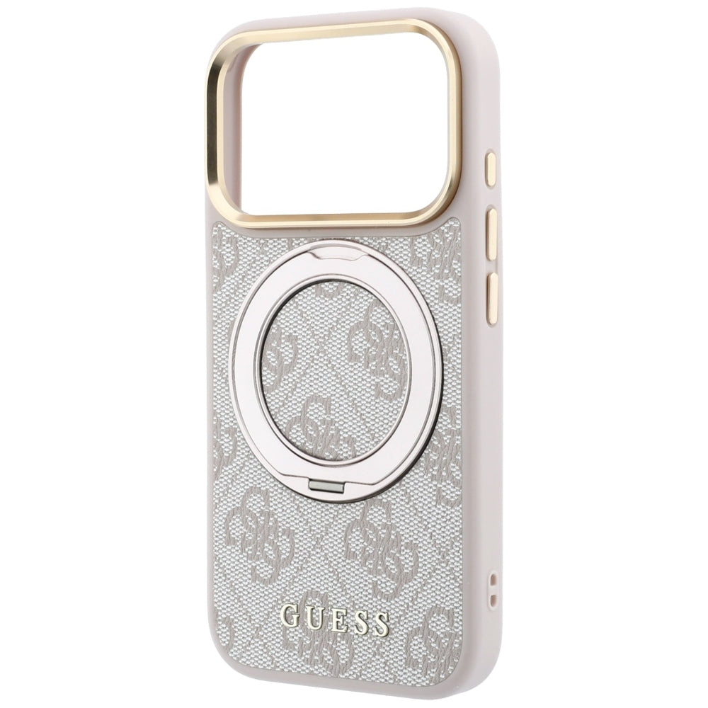 MagSafe tok Apple iPhone 18 Pro Max / 17 Pro Max készülékhez, Guess, Ring Stand Classic Logo, Rózsaszín