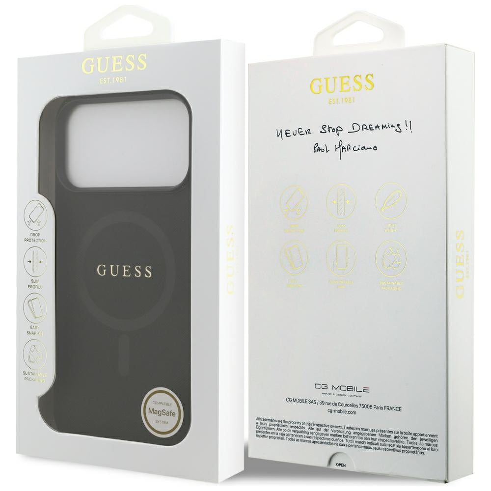 MagSafe tok Apple iPhone 18 Pro Max / 17 Pro Max készülékhez, Guess, Saffiano, Fekete