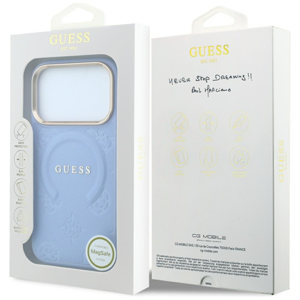 MagSafe tok Apple iPhone 18 Pro Max / 17 Pro Max készülékhez, Guess, Saffiano Peony Ring, Kék