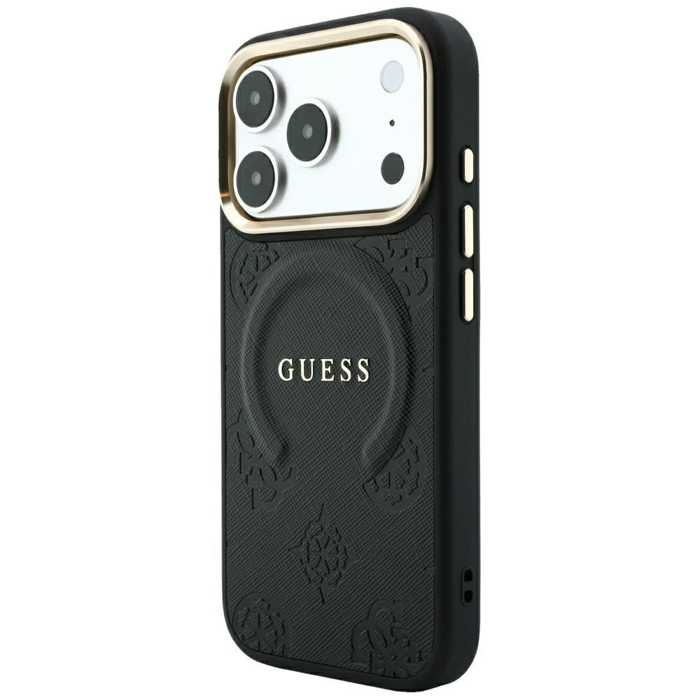 MagSafe tok Apple iPhone 18 Pro Max / 17 Pro Max készülékhez, Guess, Saffiano Peony Ring, Fekete
