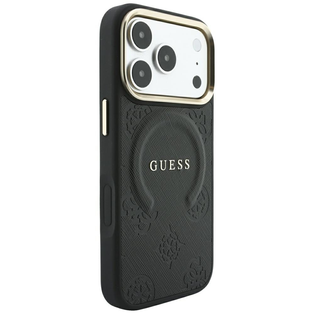 MagSafe tok Apple iPhone 18 Pro Max / 17 Pro Max készülékhez, Guess, Saffiano Peony Ring, Fekete