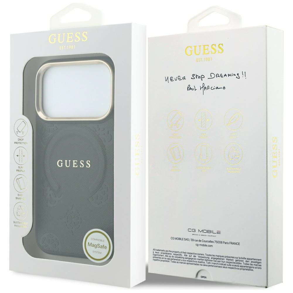 MagSafe tok Apple iPhone 18 Pro Max / 17 Pro Max készülékhez, Guess, Saffiano Peony Ring, Fekete