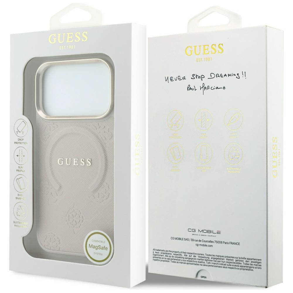 MagSafe tok Apple iPhone 18 Pro Max / 17 Pro Max készülékhez, Guess, Saffiano Peony Ring, Rózsaszín