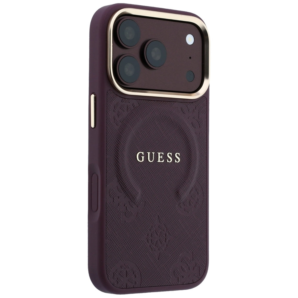 MagSafe tok Apple iPhone 18 Pro Max / 17 Pro Max készülékhez, Guess, Saffiano Peony Ring, Bordó
