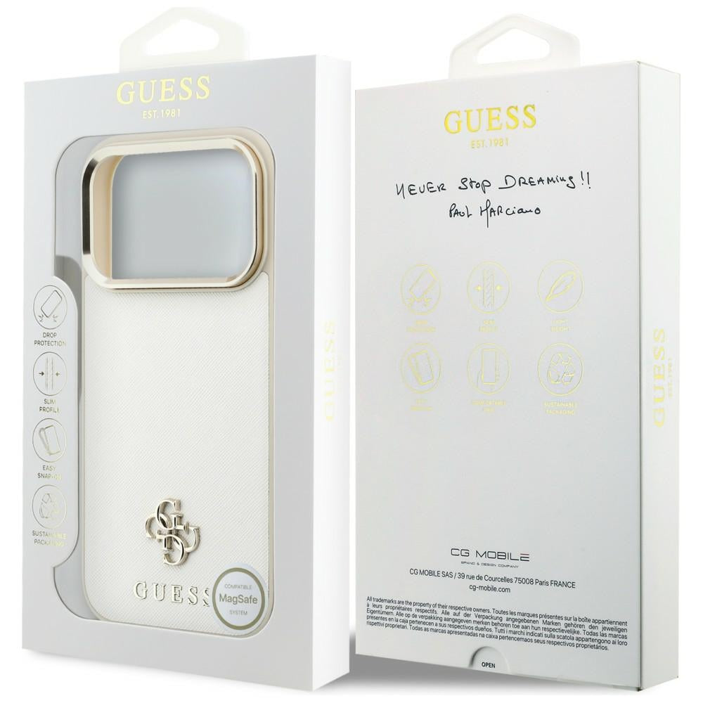 MagSafe tok Apple iPhone 18 Pro Max / 17 Pro Max, Guess, Saffiano Small 4G Classic, Bézs