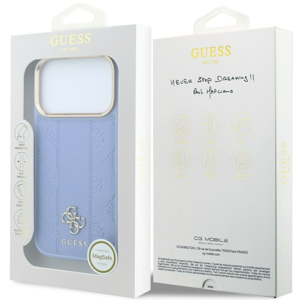 MagSafe tok Apple iPhone 18 Pro Max / 17 Pro Max készülékhez, Guess, Stripe Peony 4G, Kék