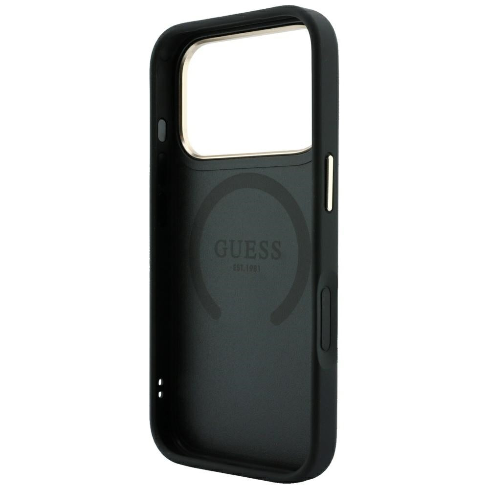 MagSafe tok Apple iPhone 18 Pro Max / 17 Pro Max, Guess, Stripe Peony 4G, Fekete