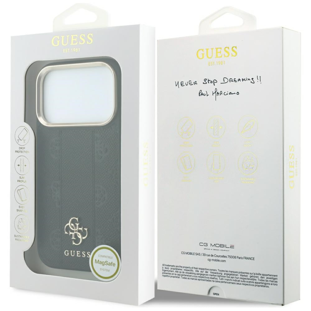 MagSafe tok Apple iPhone 18 Pro Max / 17 Pro Max, Guess, Stripe Peony 4G, Fekete