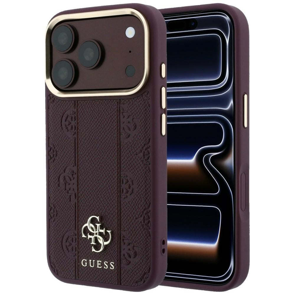 MagSafe tok Apple iPhone 18 Pro Max / 17 Pro Max készülékhez, Guess, Stripe Peony 4G, Bordó