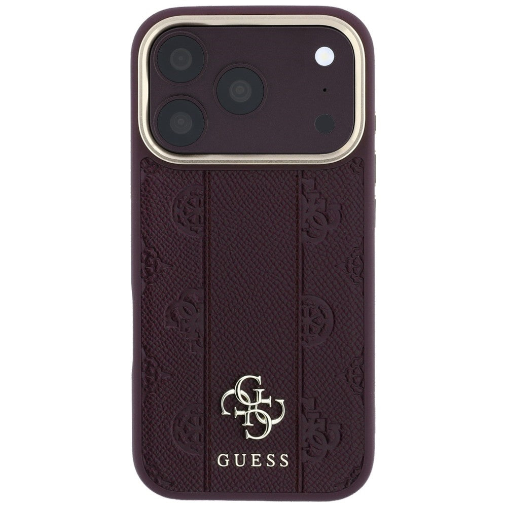 MagSafe tok Apple iPhone 18 Pro Max / 17 Pro Max készülékhez, Guess, Stripe Peony 4G, Bordó