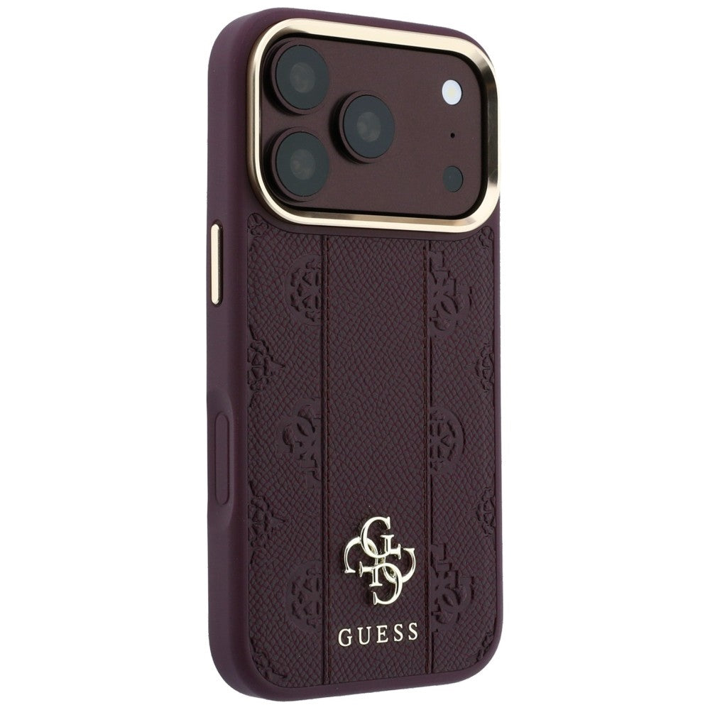 MagSafe tok Apple iPhone 18 Pro Max / 17 Pro Max készülékhez, Guess, Stripe Peony 4G, Bordó