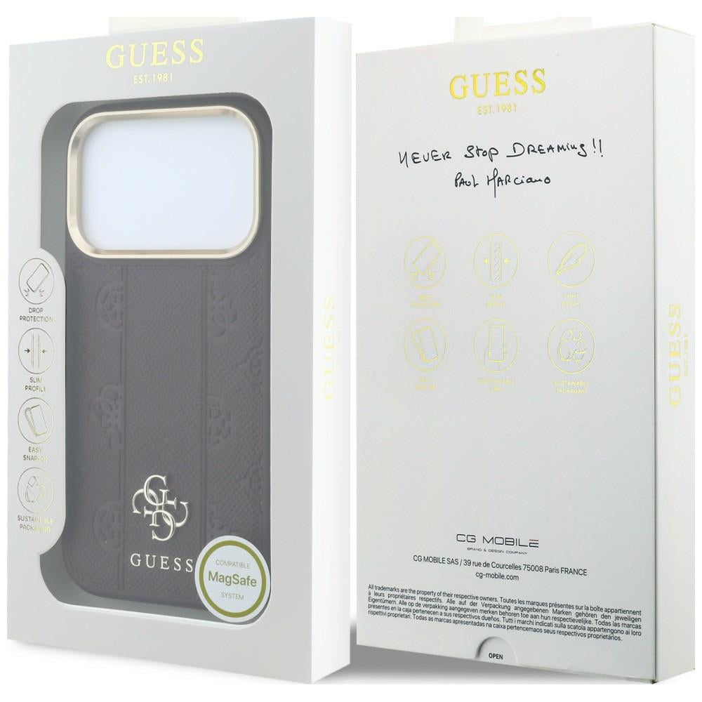 MagSafe tok Apple iPhone 18 Pro Max / 17 Pro Max készülékhez, Guess, Stripe Peony 4G, Bordó