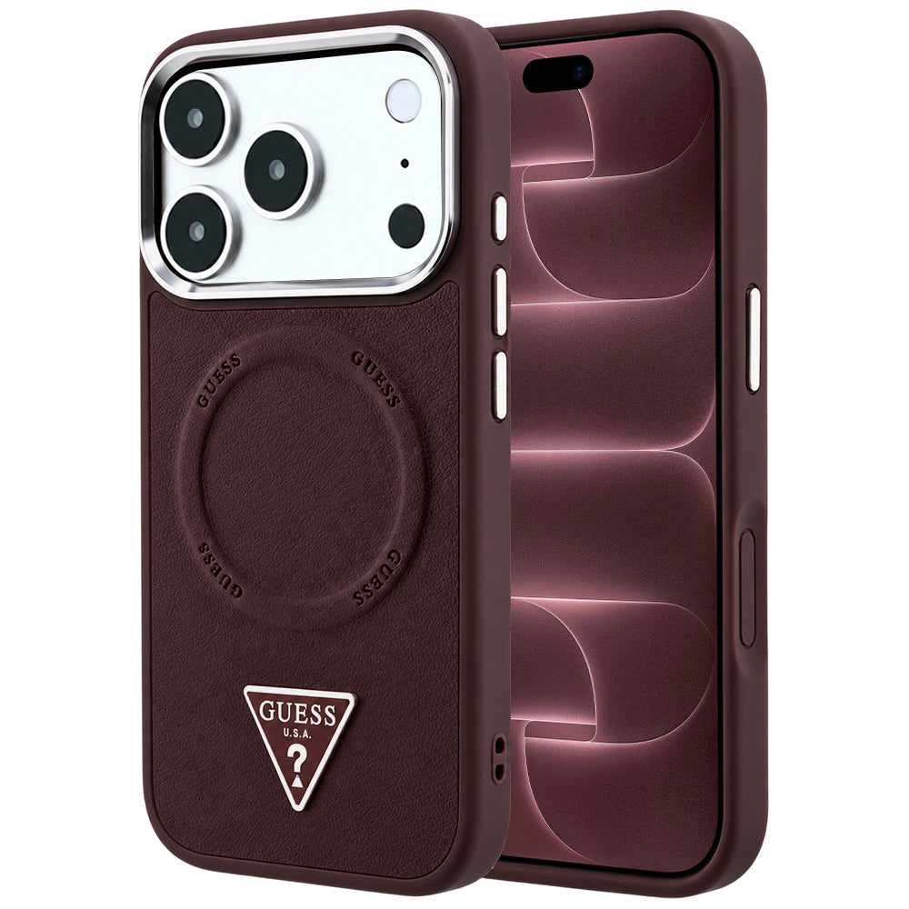 Guess Triangle Logo bordó MagSafe tok Apple iPhone 18 Pro Max / 17 Pro Max készülékhez