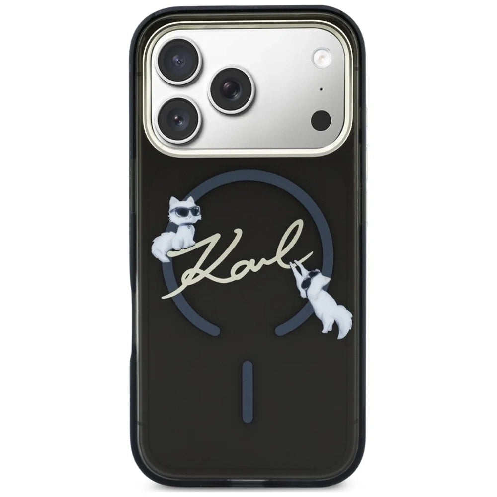 MagSafe tok Apple iPhone 18 Pro Max / 17 Pro Max készülékhez, Karl Lagerfeld, IML Choupette Karl Script Logo, Fekete