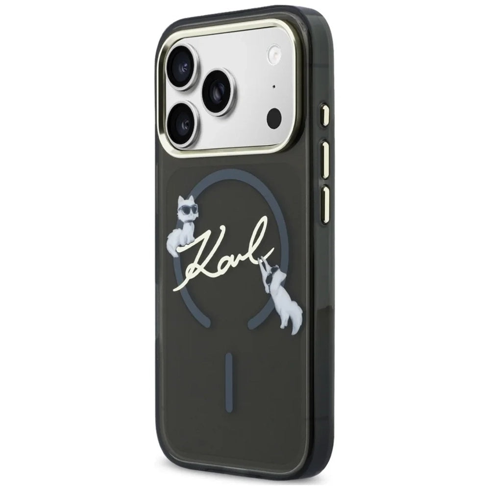 MagSafe tok Apple iPhone 18 Pro Max / 17 Pro Max készülékhez, Karl Lagerfeld, IML Choupette Karl Script Logo, Fekete