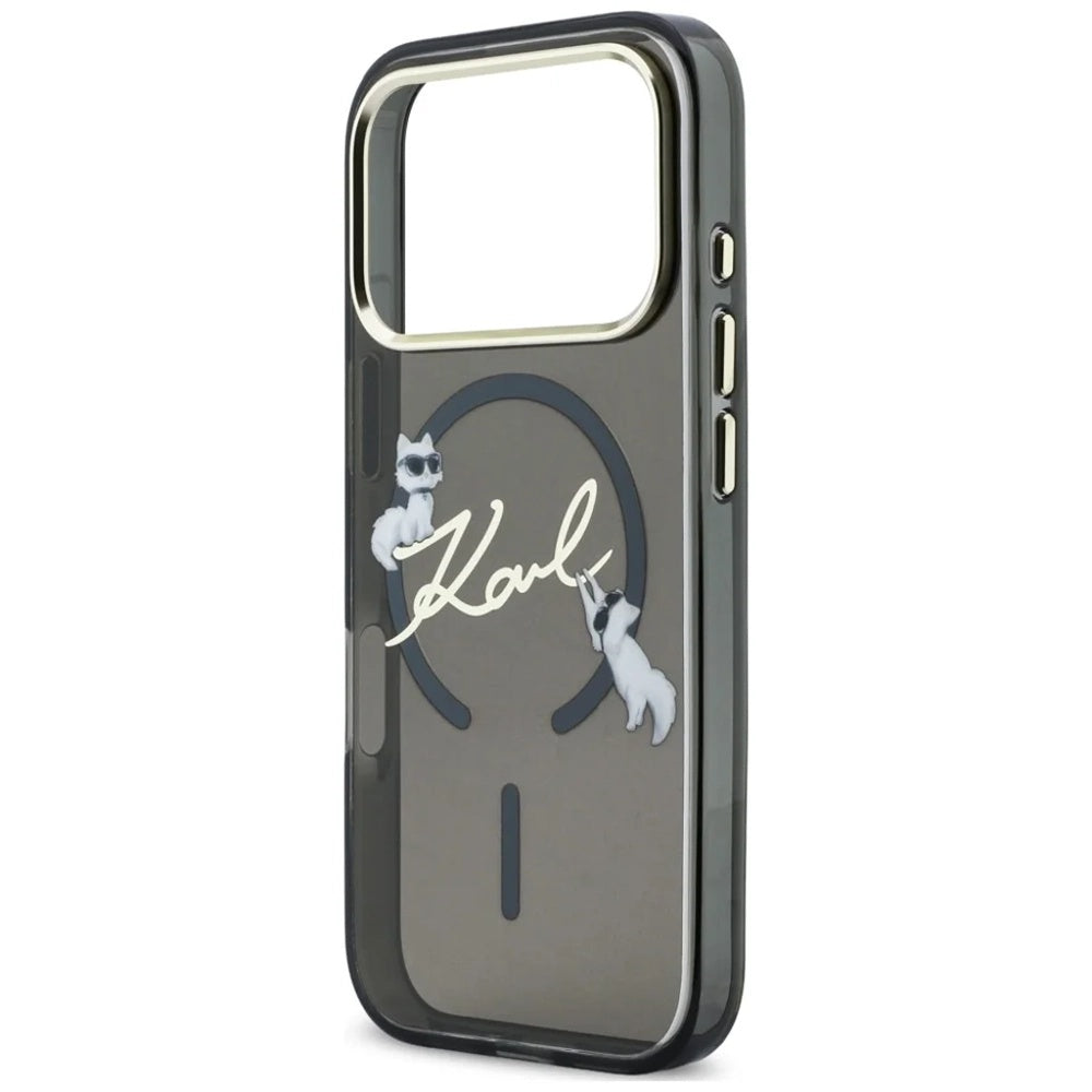 MagSafe tok Apple iPhone 18 Pro Max / 17 Pro Max készülékhez, Karl Lagerfeld, IML Choupette Karl Script Logo, Fekete