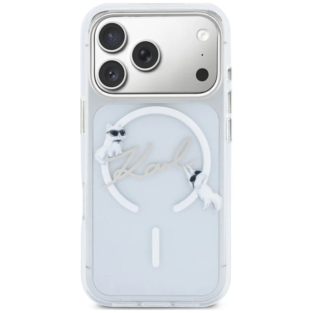 MagSafe tok Apple iPhone 18 Pro Max / 17 Pro Max készülékhez, Karl Lagerfeld, IML Choupette Karl Script logó, átlátszó