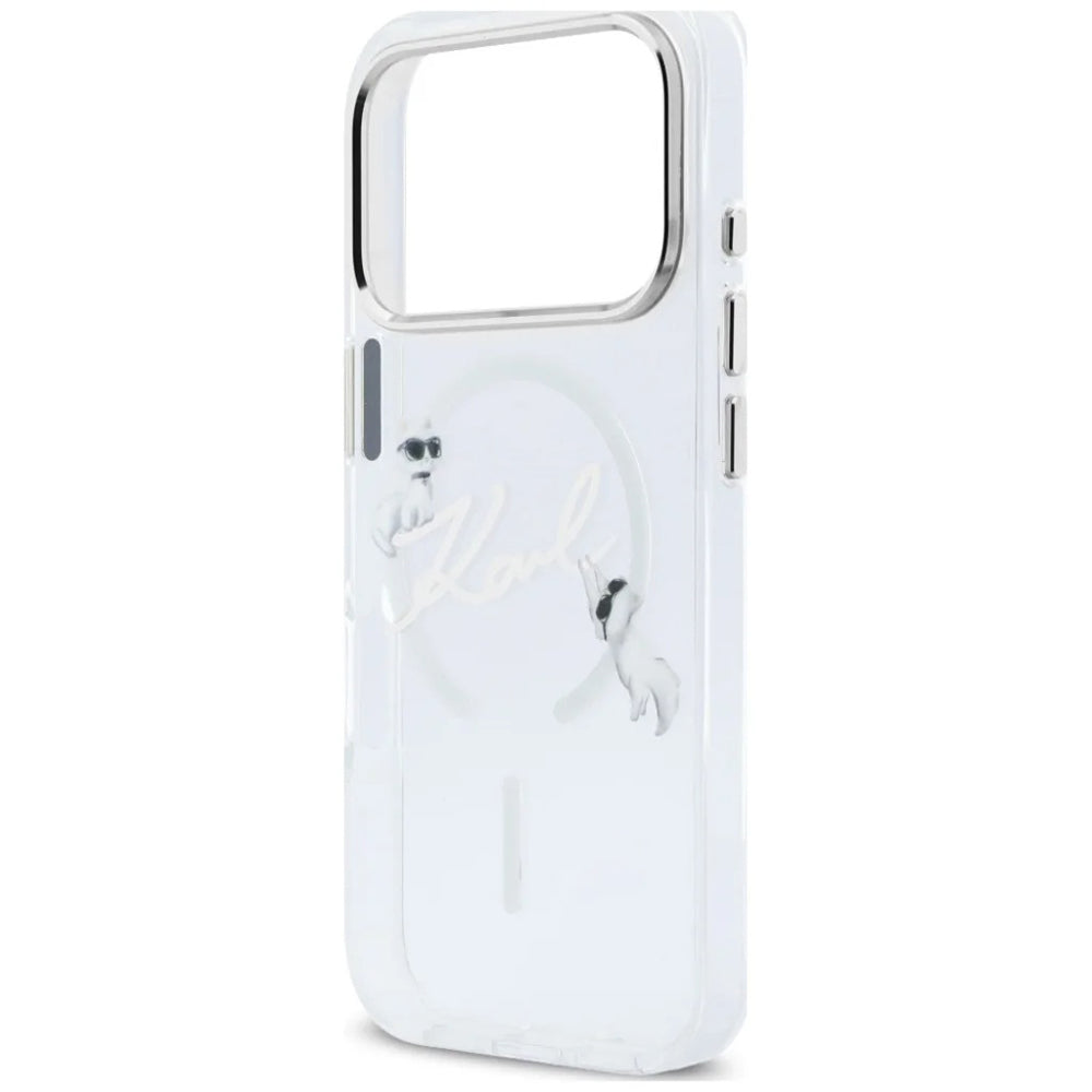 MagSafe tok Apple iPhone 18 Pro Max / 17 Pro Max készülékhez, Karl Lagerfeld, IML Choupette Karl Script logó, átlátszó