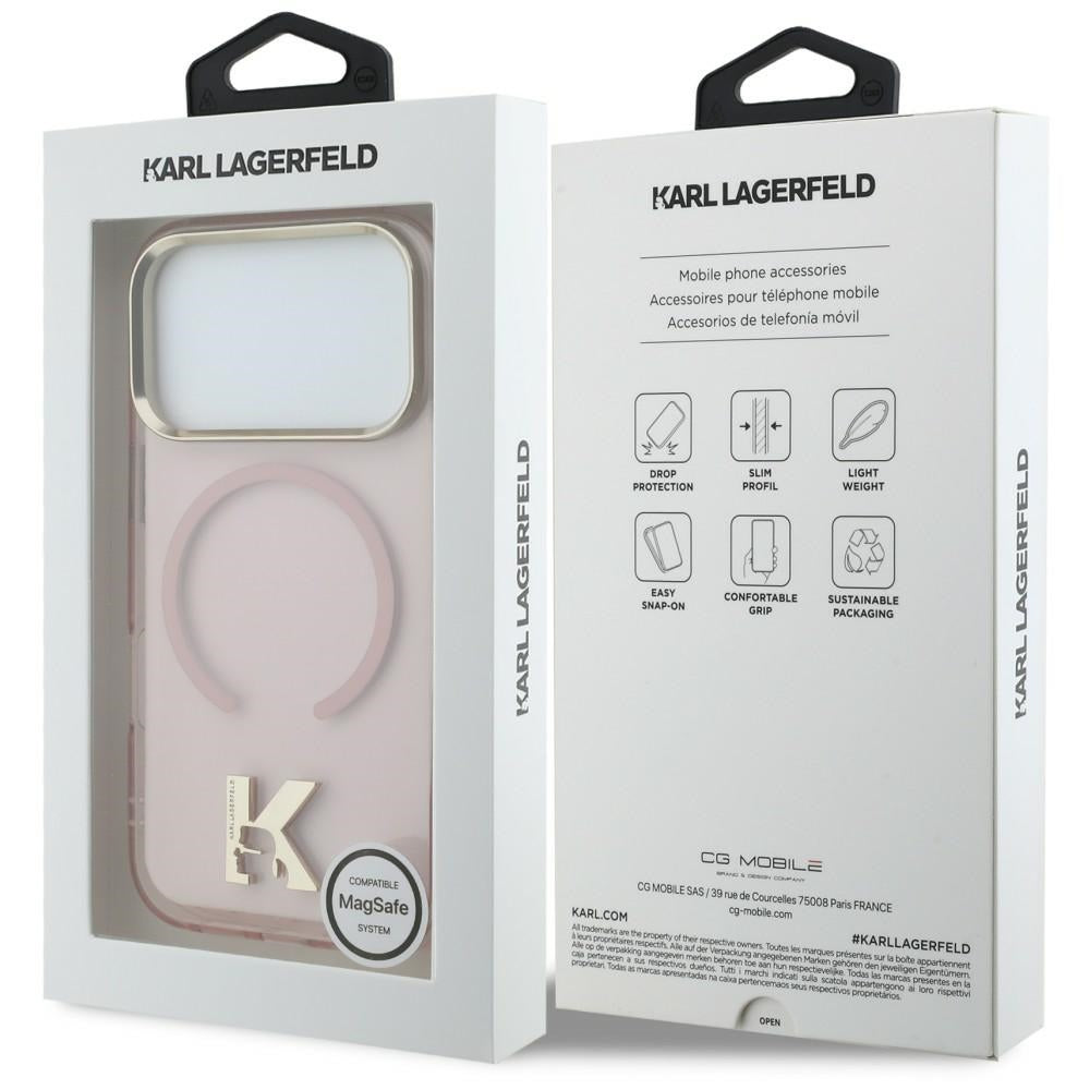 MagSafe tok Apple iPhone 18 Pro Max / 17 Pro Max készülékhez, Karl Lagerfeld, IML Karl Head Logo, rózsaszín