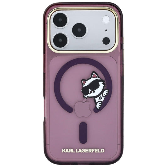 MagSafe tok Apple iPhone 18 Pro Max / 17 Pro Max készülékhez, Karl Lagerfeld, IML Peekaboo nyomat és fém keret, Bordó