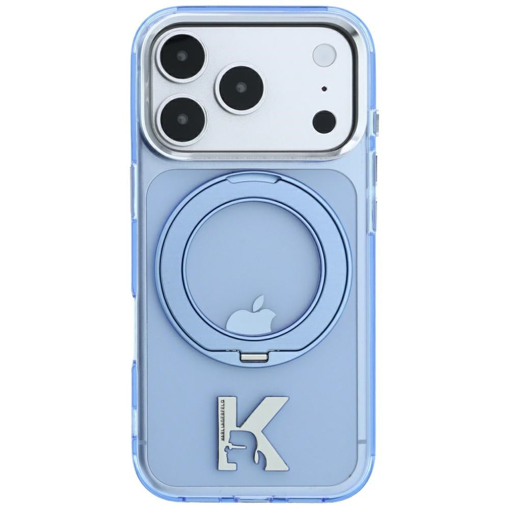 MagSafe tok Apple iPhone 18 Pro Max / 17 Pro Max készülékhez, Karl Lagerfeld, IML gyűrűs állvány Kameo fém, kék