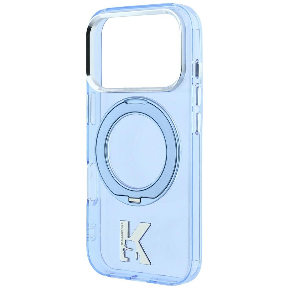 MagSafe tok Apple iPhone 18 Pro Max / 17 Pro Max készülékhez, Karl Lagerfeld, IML gyűrűs állvány Kameo fém, kék