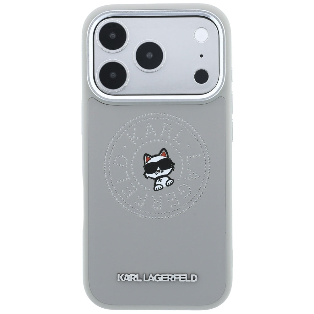 MagSafe tok Apple iPhone 18 Pro Max / 17 Pro Max számára, Karl Lagerfeld, Point and Choupette vázlat, Szürke