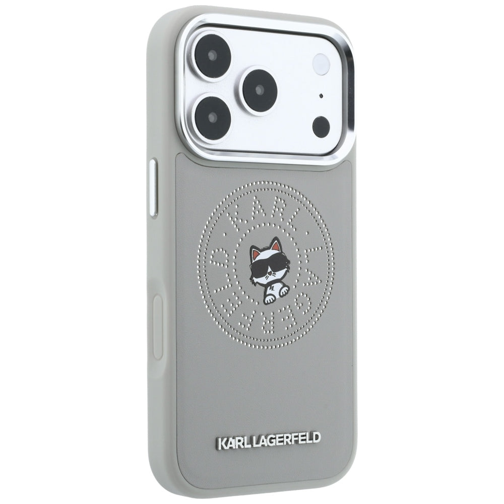 MagSafe tok Apple iPhone 18 Pro Max / 17 Pro Max számára, Karl Lagerfeld, Point and Choupette vázlat, Szürke
