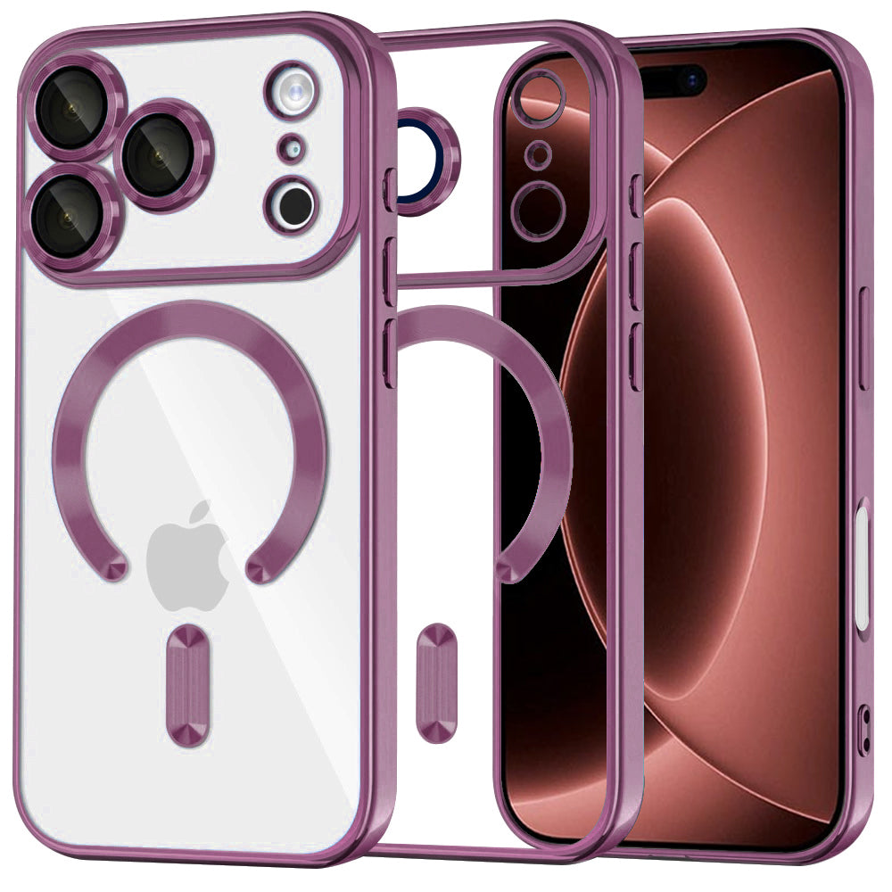 MagSafe tok Apple iPhone 18 Pro Max / 17 Pro Max számára, Techsuit, Luxury Crystal, Sötétbordó