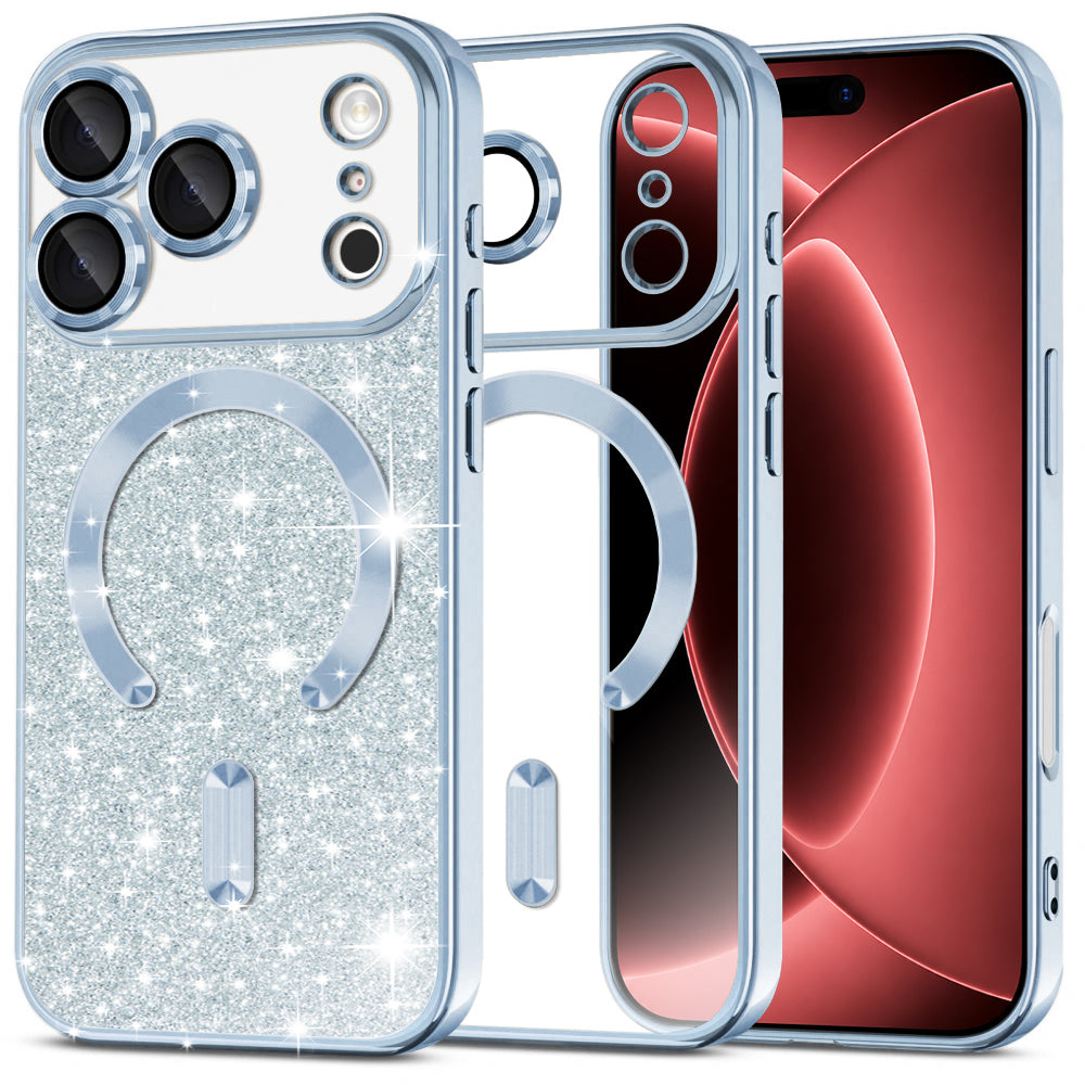 MagSafe tok Apple iPhone 18 Pro Max / 17 Pro Max számára, Techsuit, Luxury Glitter, Kék
