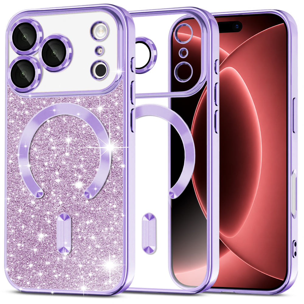 MagSafe tok Apple iPhone 18 Pro Max / 17 Pro Max készülékhez, Techsuit, Luxury Glitter, Világos lila