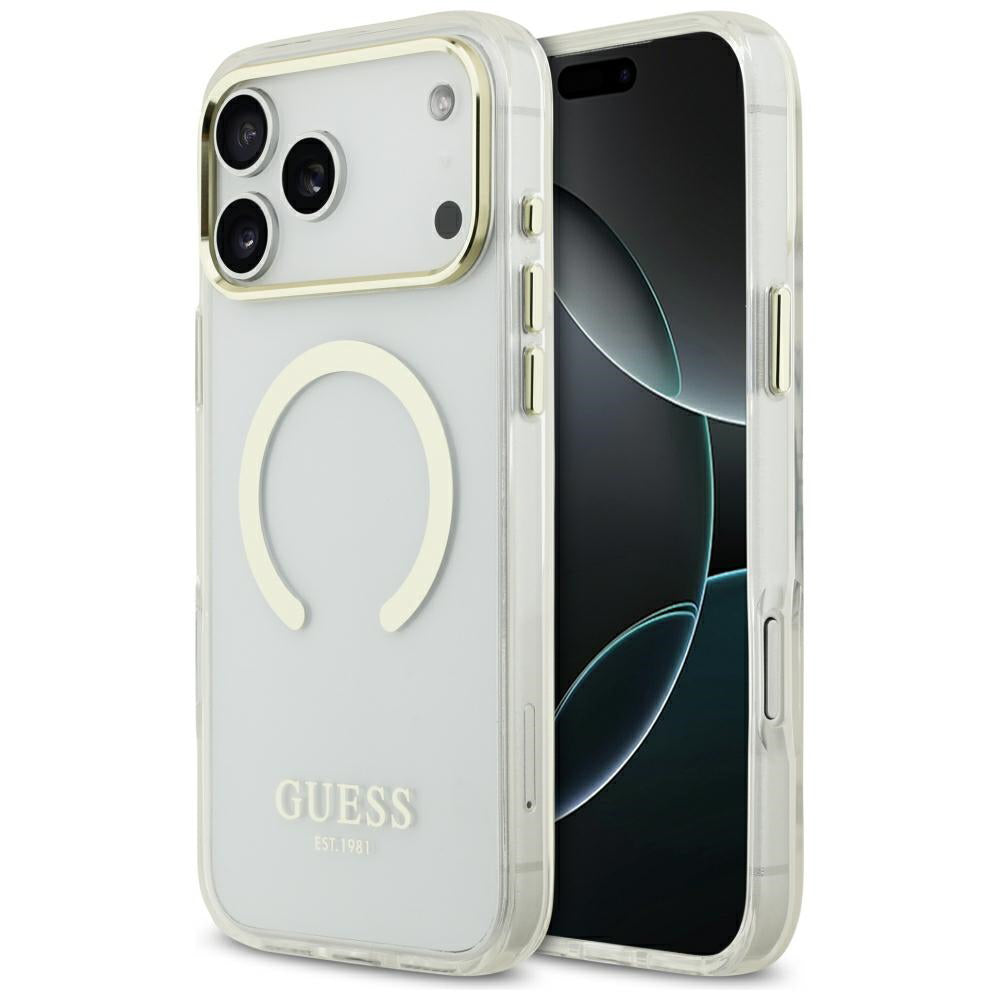 MagSafe tok Apple iPhone 18 Pro Max-hoz, Guess, Fém Kontúr, Arany