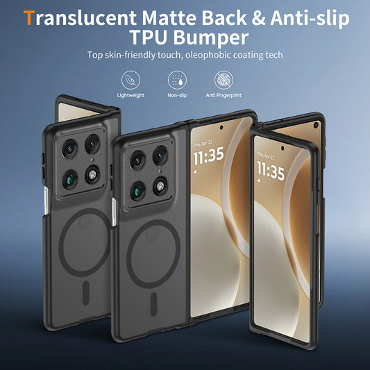 MagSafe tok Motorola Razr Fold-hoz, Techsuit, PureFrost, Fekete Szatén