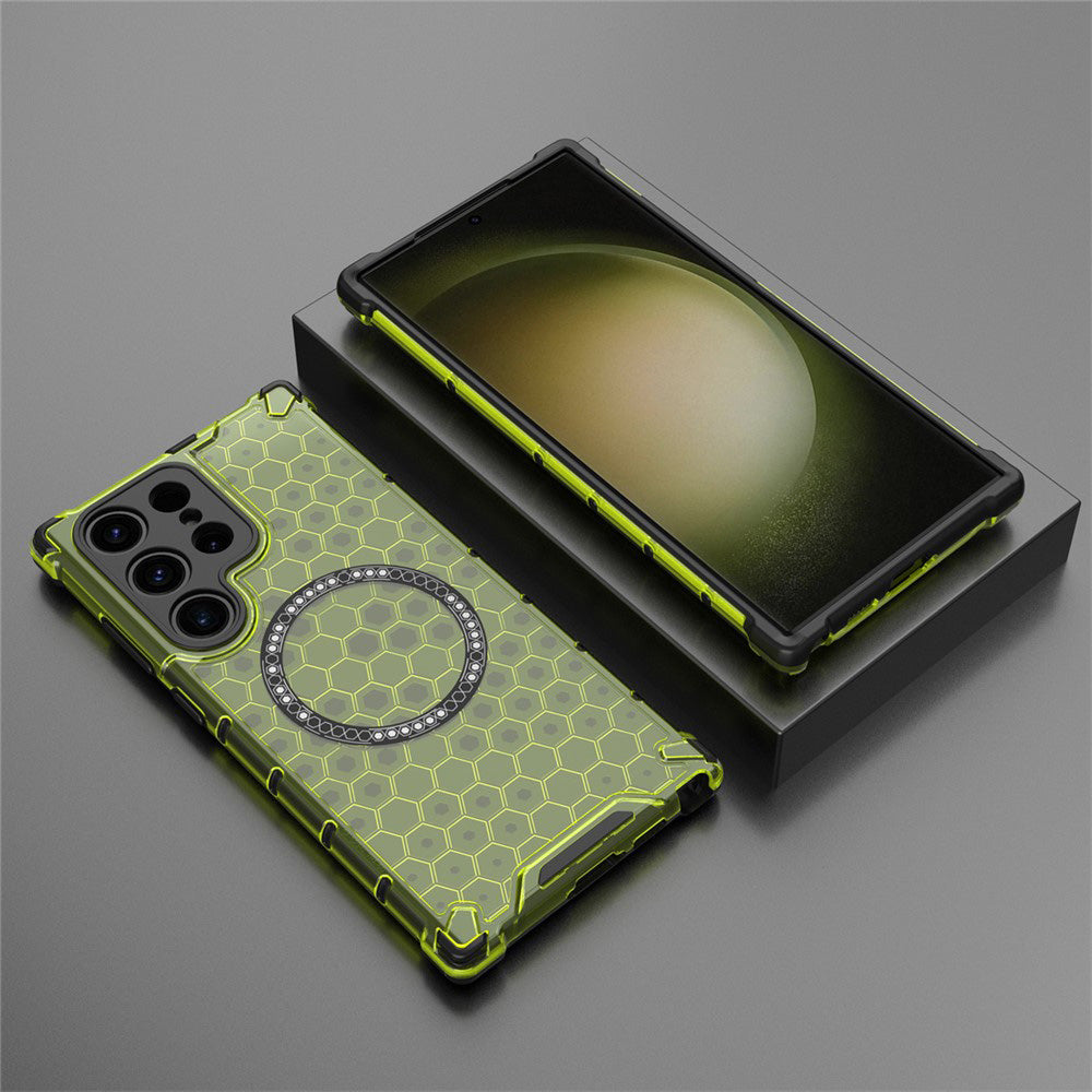MagSafe tok Samsung Galaxy S25 Ultra S938-hoz, Techsuit, HoneyComb Shield, Zöld