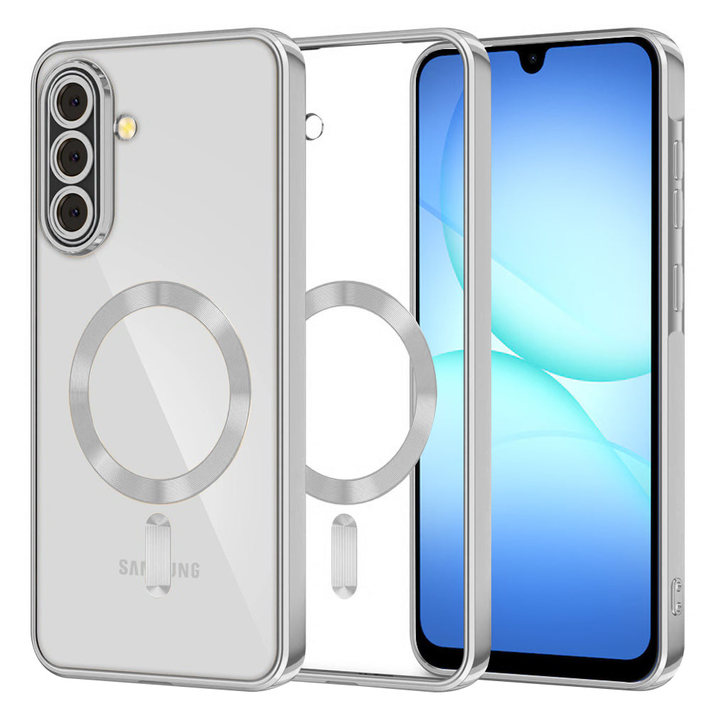 MagSafe Case for Samsung Galaxy A18 5G A186 / A18 4G A185 / F17 / M17 / A17 4G A175, Techsuit, Luxury Crystal, Silver