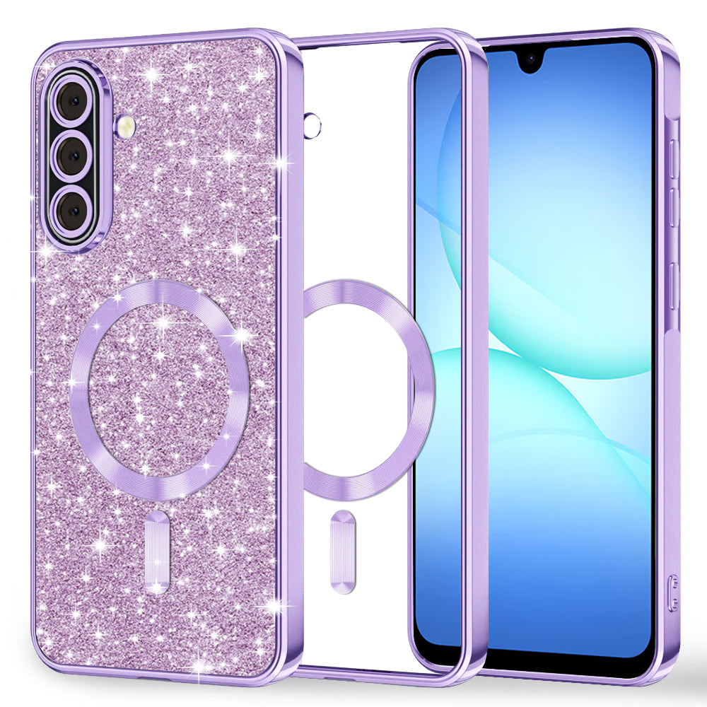 MagSafe Case for Samsung Galaxy A18 5G A186 / A18 4G A185 / F17 / M17 / A17 4G A175, Techsuit, Luxury Glitter, Light Purple
