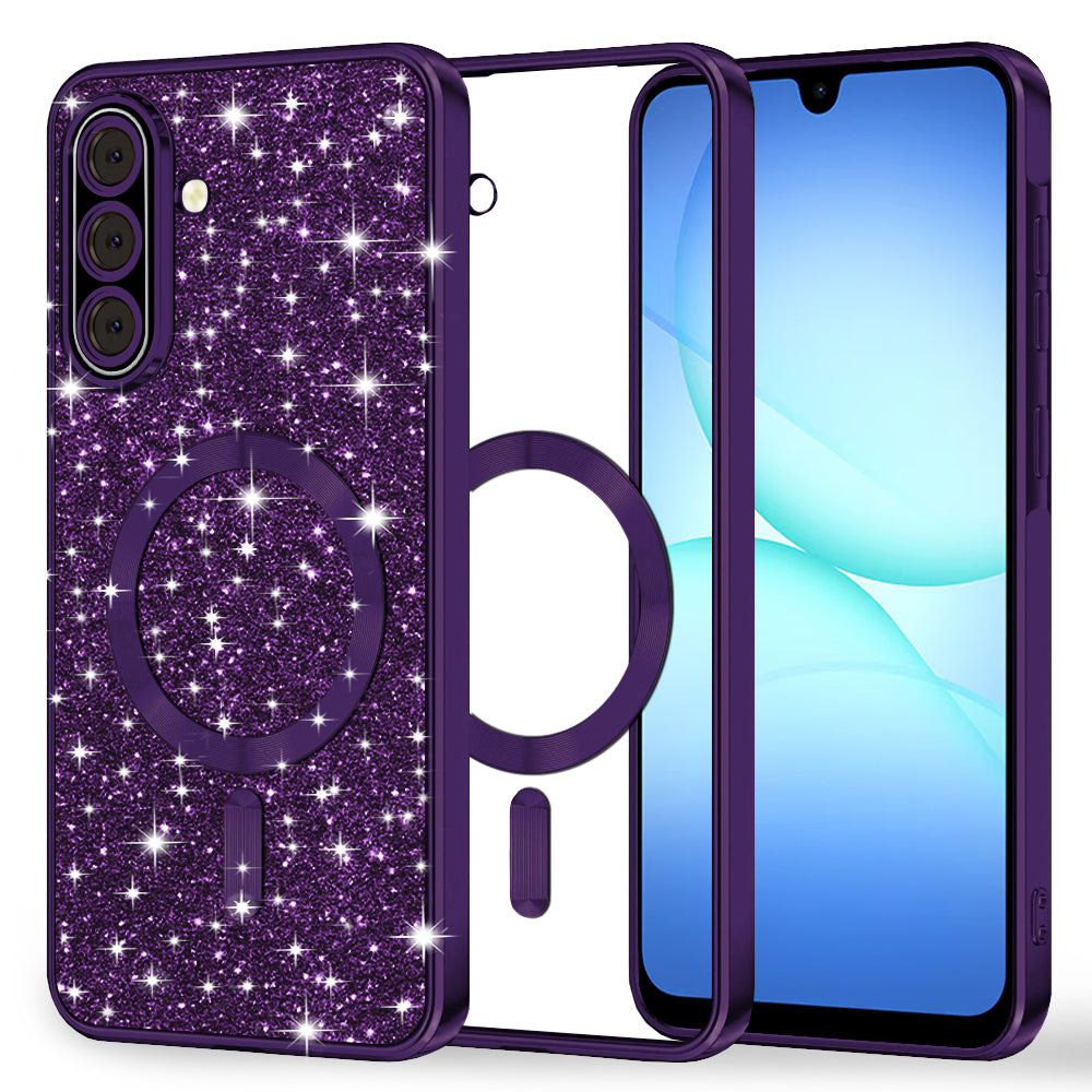 MagSafe Case for Samsung Galaxy A18 5G A186 / A18 4G A185 / F17 / M17 / A17 4G A175, Techsuit, Luxury Glitter, Dark Purple