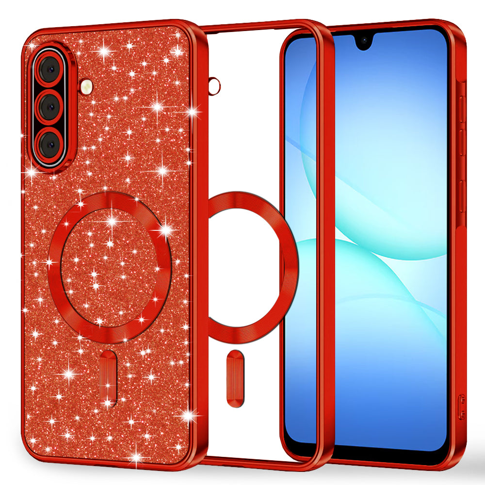 MagSafe Case for Samsung Galaxy A17 4G A175 / A17 5G A176, Techsuit, Luxury Glitter, Red