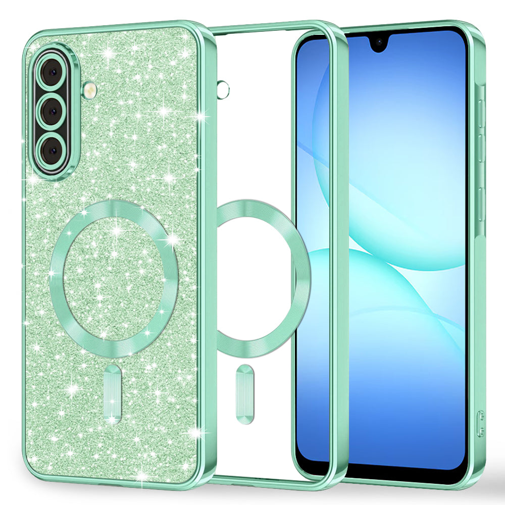 MagSafe Case for Samsung Galaxy A17 4G / A17 5G, Techsuit, Luxury Glitter, Light Green
