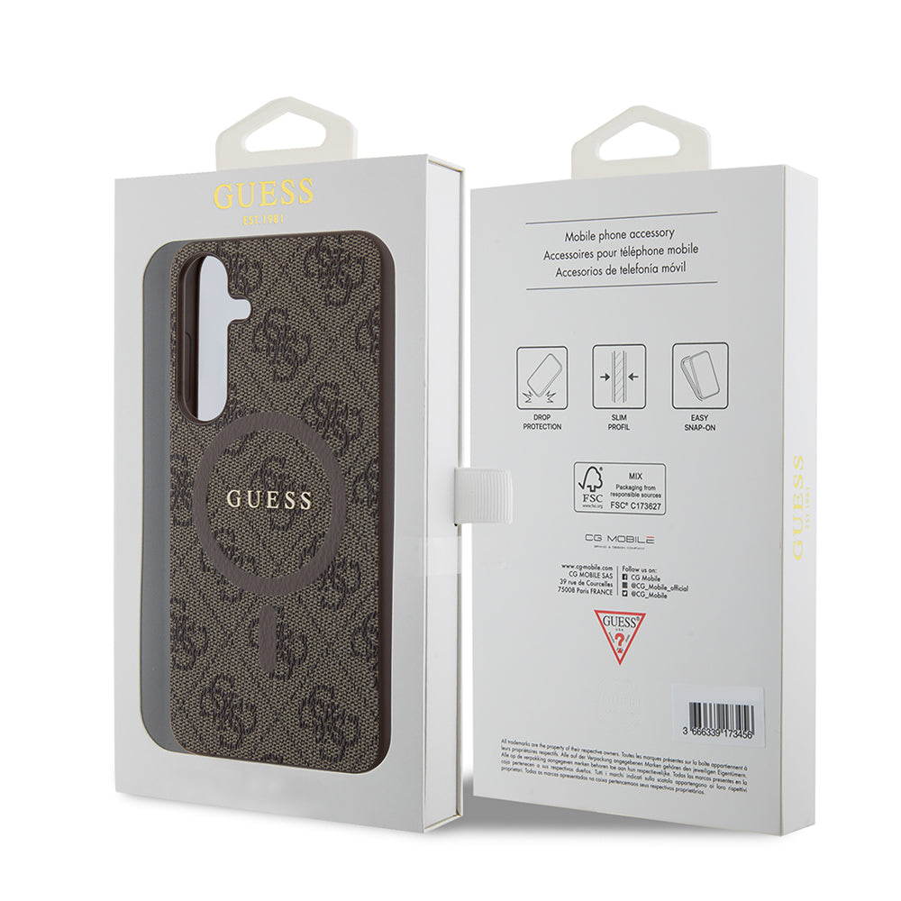 MagSafe tok Samsung Galaxy S24+ S926-hoz, Guess, 4G Collection, Barna